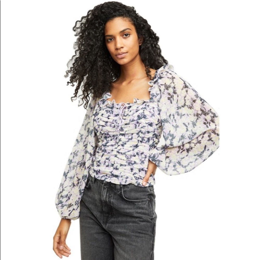 FREE PEOPLE Mabel Blouse Lilac XSmall NWT - Picture 7 of 7